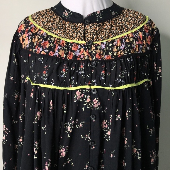 Free People Floral Boho Long Sleeve Blouse Size Medium - Picture 3 of 13